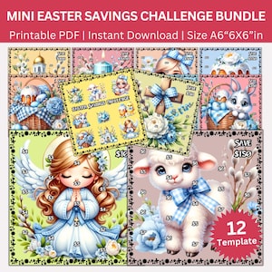 Mini Easter Savings Challenge Printable Bundle, Cute Low-Income Easter Saving Challenges, Holiday Money Tracker, Easter Cash Budget Binder