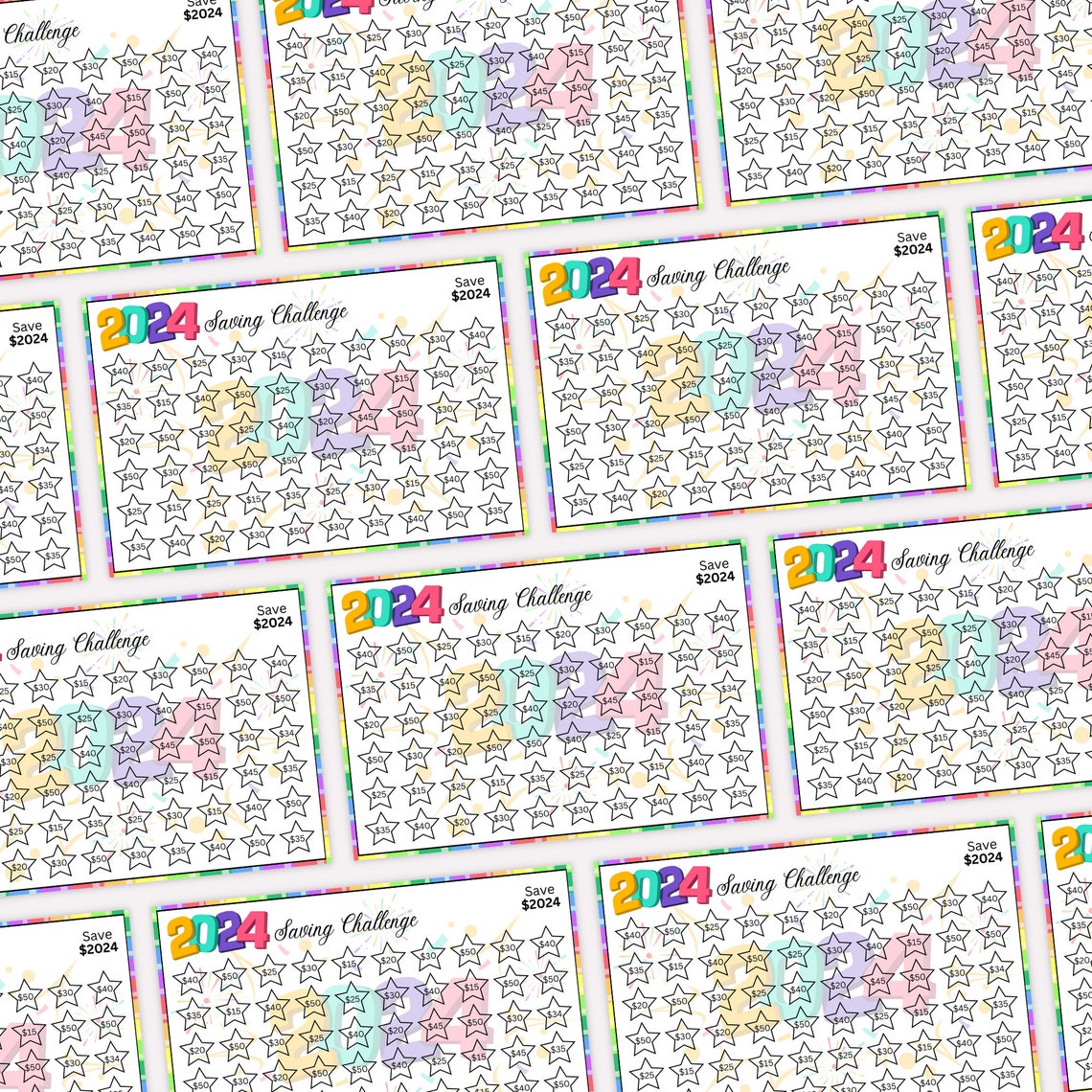 2024 Savings Challenge Printable , Save 2024 in 2024, 2024 Money Saving