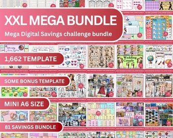 XXL Savings Challenge 81 Bundle Pack, 1662 A6 Printable Templates, Money Tracker PDF, Ultimate Budget Planner Kit