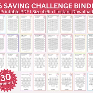 Savings Challenge Printable, Saving Challenge Bundle,  Money Savings Tacker, A6 Cash Envelopes Challenges, Budget Binder, Money Envelopes