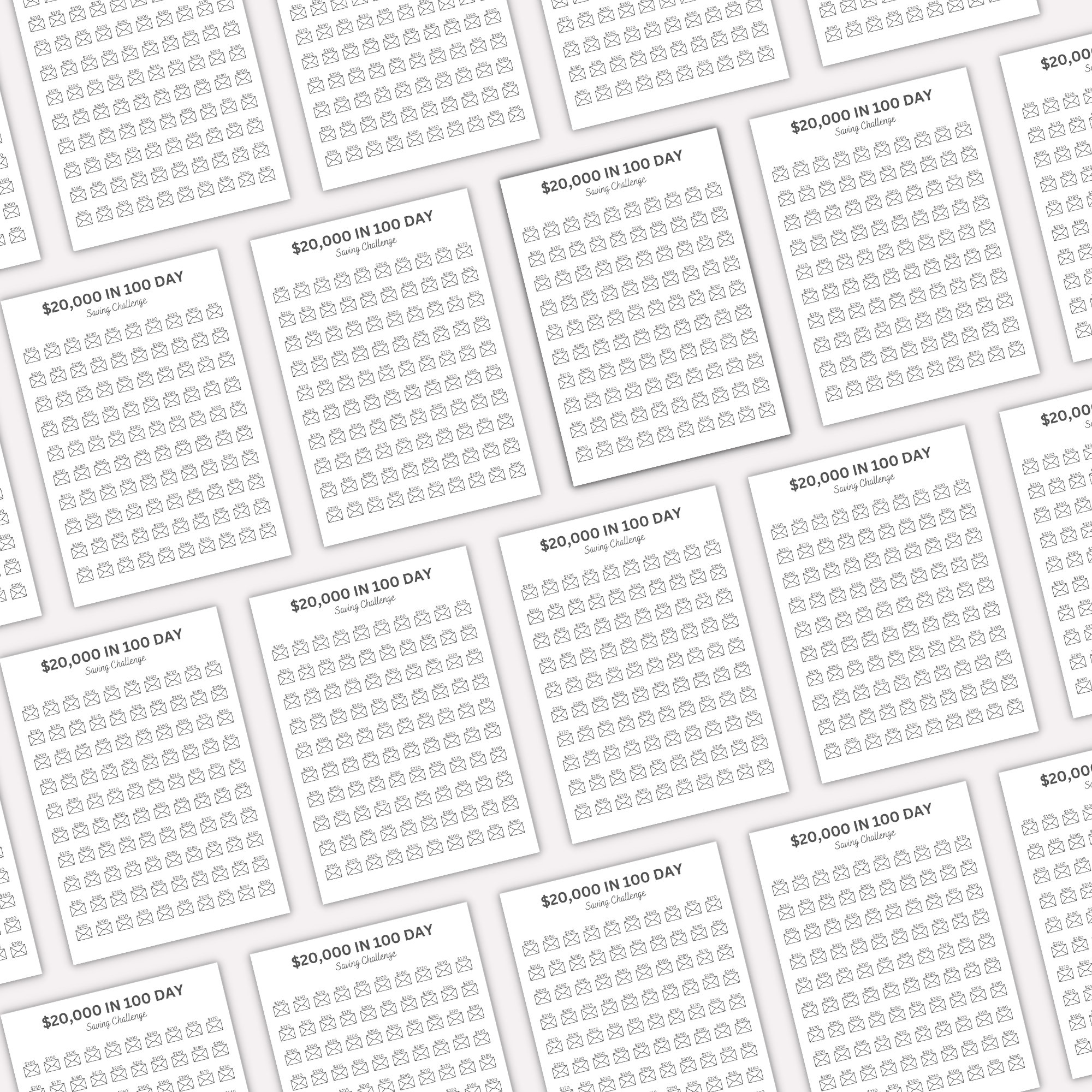 20000 Savings Challenge Printable, 20,000 Savings Challenge, 100 ...
