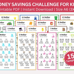 kids Savings Challenge Printable, A6 kids Mini Saving Challenge, Kids Saving Tracker, Printable Savings Challenge Bundle  For Children