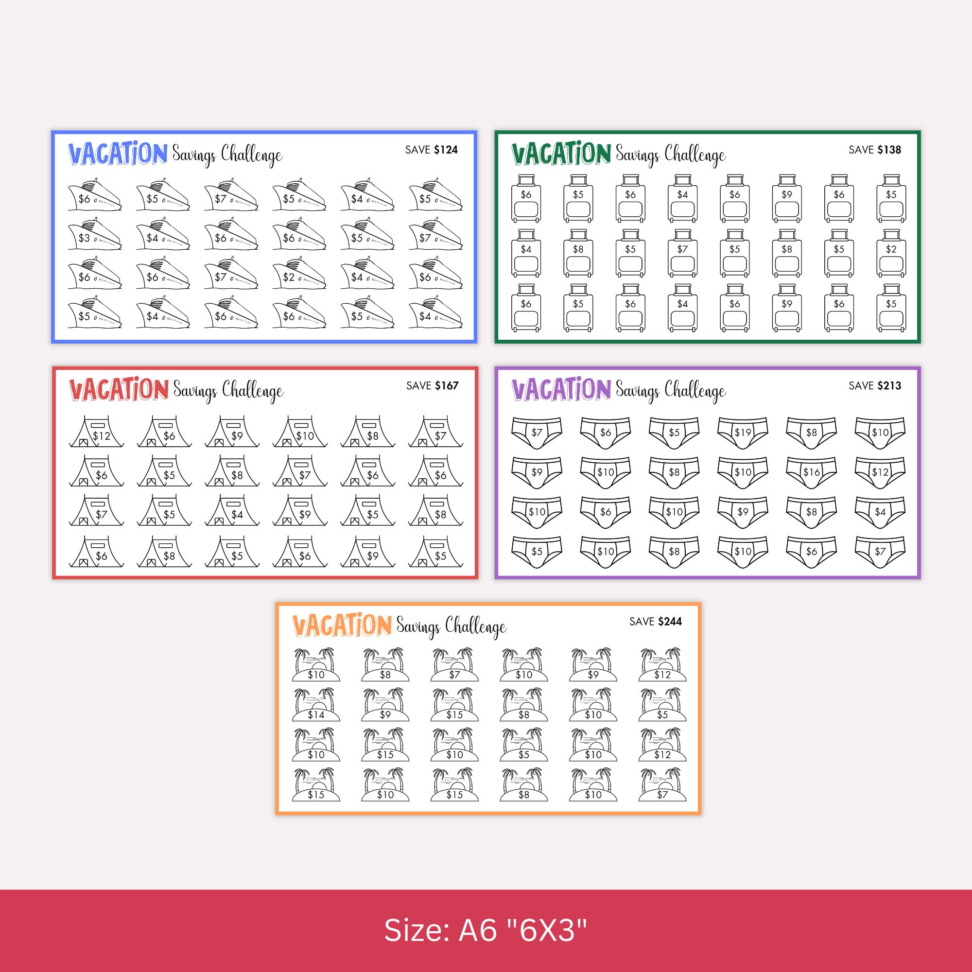 Vacation Savings Challenge Printable, Vacation Savings Tracker Family ...