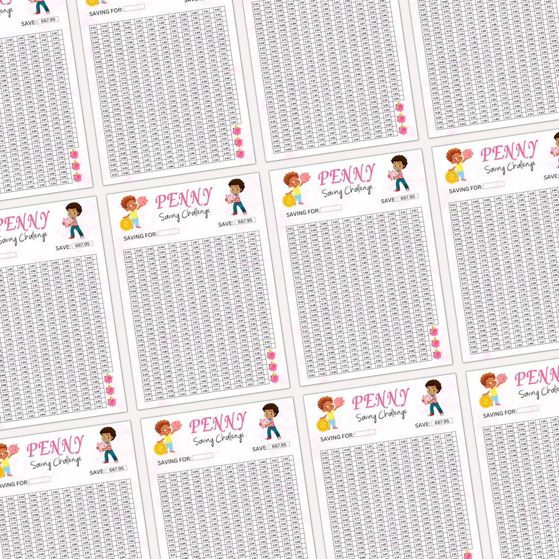 Penny Savings Challenge Printable, Penny Saving Challenges, Penny Challenge, Penny Money Saving ...