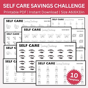 Self Care Savings Challenge Printable, Self Care Saving Challenges, Mini A6 Beauty Self Care, Self Care Budget Binder, Self Care Planner