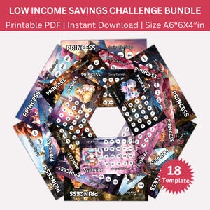 Low Income Princess Savings Challenge Printable Bundle, Mini Saving Envelopes Challenges, Money Tacker, Budget Binder Planner, Sinking fund