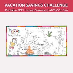 Vacation Savings Challenge, Family Vacation Saving Printable, Envelope Challenge, Vacation Fund Savings, Travel Savings