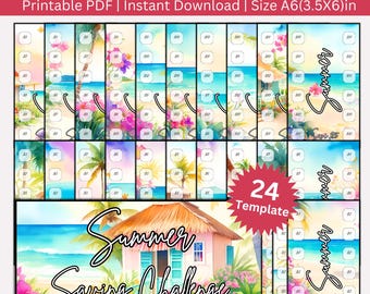Summer Savings Challenges Printable, Beach Trip Money Challenge, Save 1,840, Summer Cash Stuffing, Summer Vacation Budget Digital Tracker