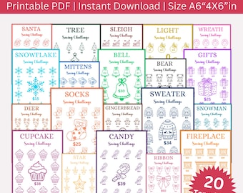Weihnachtsspar-Challenge Printable Bundle, Mini A6 Weihnachtsspar-Challenges, Weihnachtsgeld-Spar-Tracker, Weihnachtsbargeld-Haushaltsmappe
