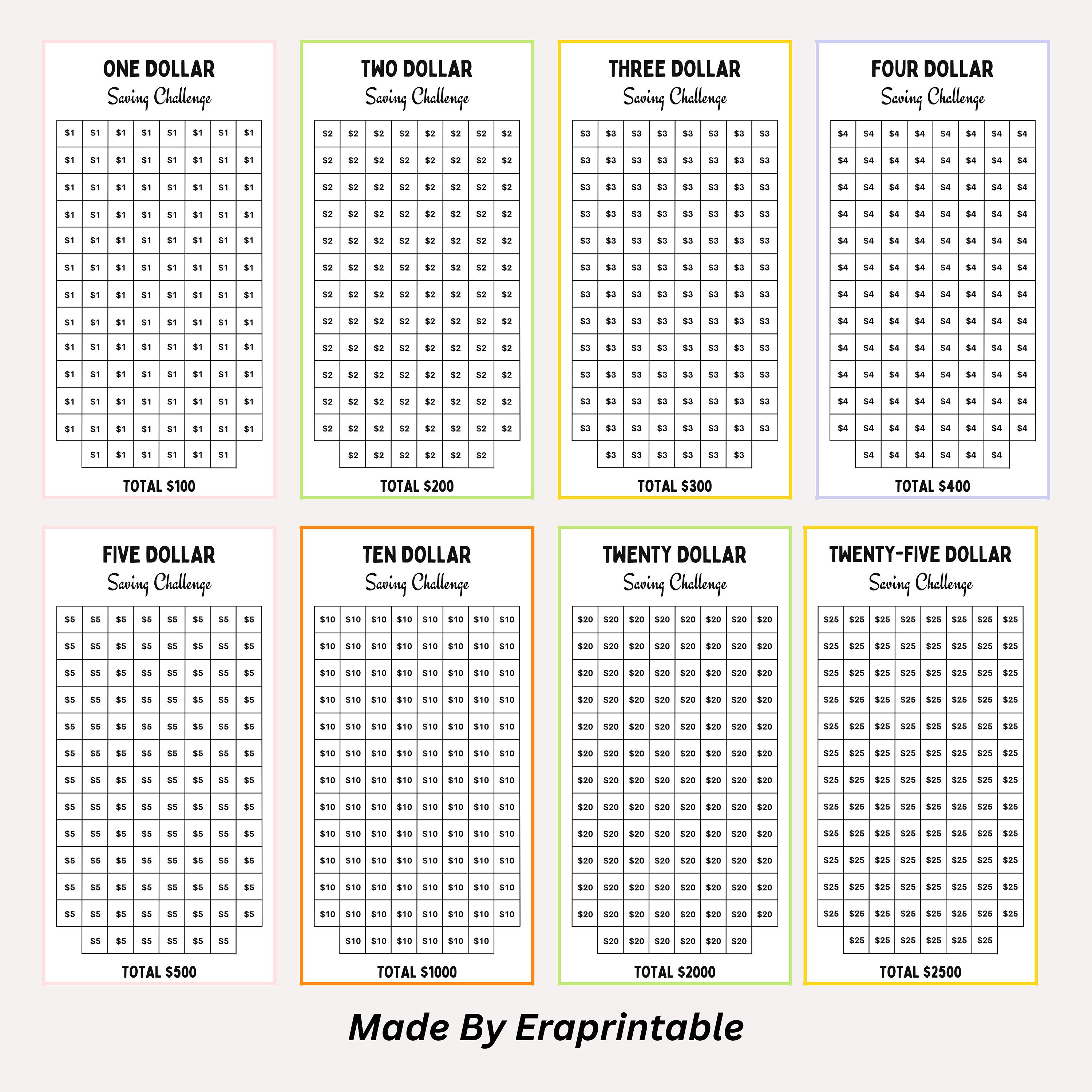 Mini A6 Savings Challenge Printable Bundle, No-spend Challenge Tracker ...