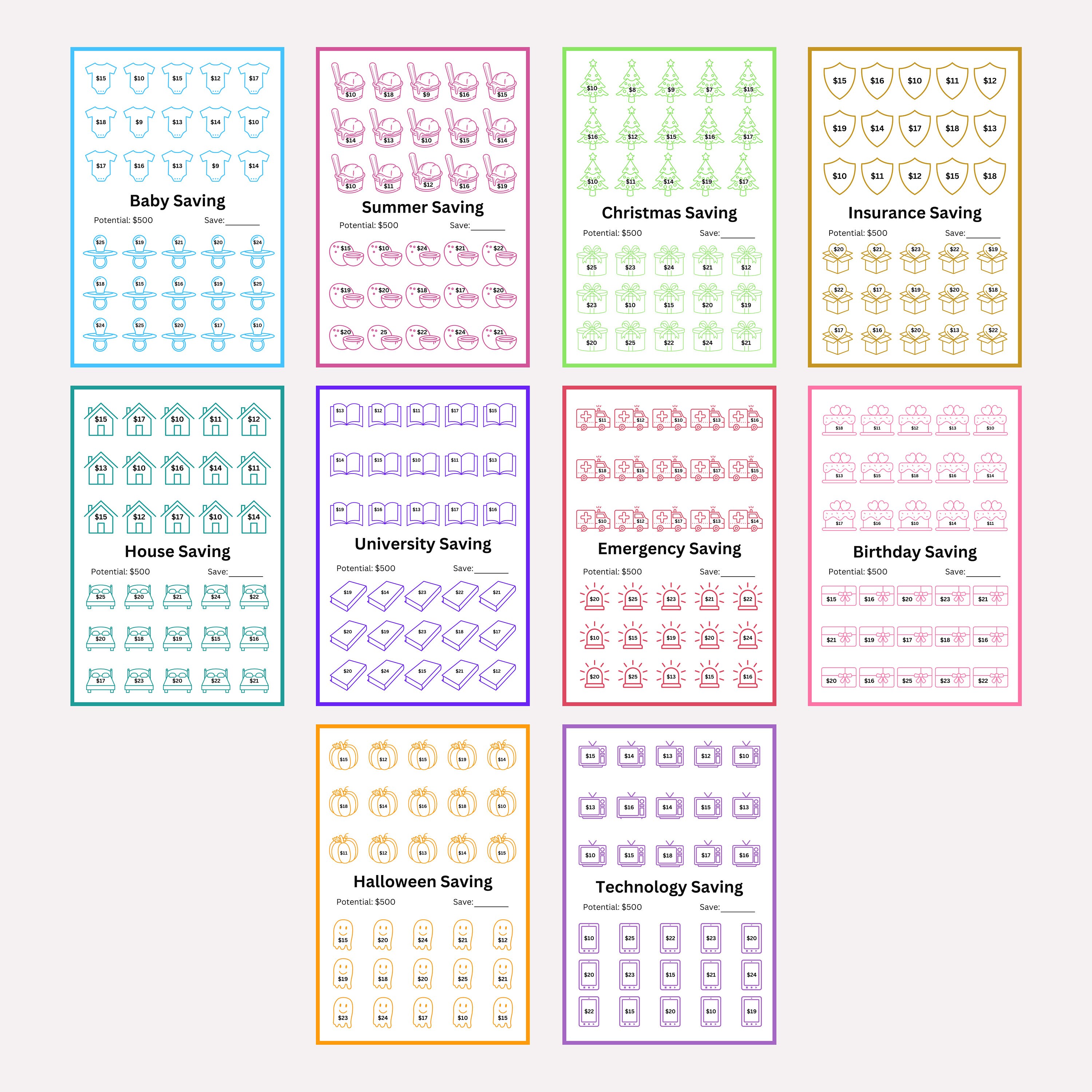Savings Challenge Printable Binder, Money Savings Challenge, Mini ...