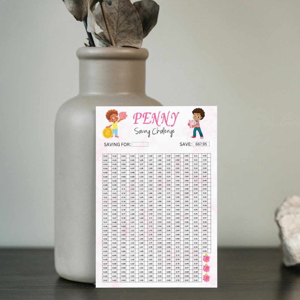 Penny Savings Challenge Printable, Penny Saving Challenges, Penny Challenge, Penny Money Saving ...