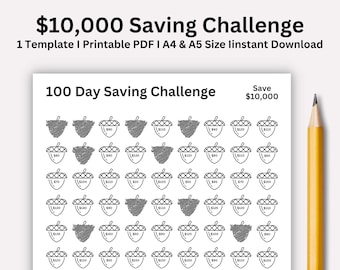 10,000 Savings challenge,  10K Challenge, Savings Goal Printable, 10,000 Saving Tracker, Money Challenge, A4/A5, Instant Download