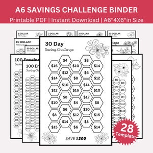 Saving Challenge Printable Binder, Money Savings Challenge, Mini Envelope Saving Challenges Tracker |Fits A6 Sized| Budget Binder,