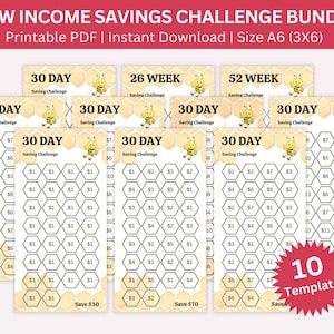 30 Day Low Income Saving Challenge Printable, Mini A6 Saving Challenge, Money Savings Tracker Bundle, Low  Budget Binder, Envelope Challenge