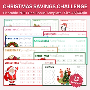 Mini A6 Christmas Savings Challenge Printable, Xmas Saving Challenges, Christmas Money Tracker, Christmas Envelopes, Holiday Budget Binder