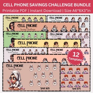 Funny Cell Phone Savings Challenges, Girl Cash Stuffing Printable, Money Tracker Planner Templates, Financial Goals for Girls, Budget Binder