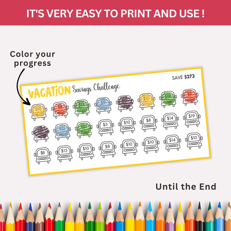 Vacation Savings Challenge Printable, Vacation Savings Tracker Family ...