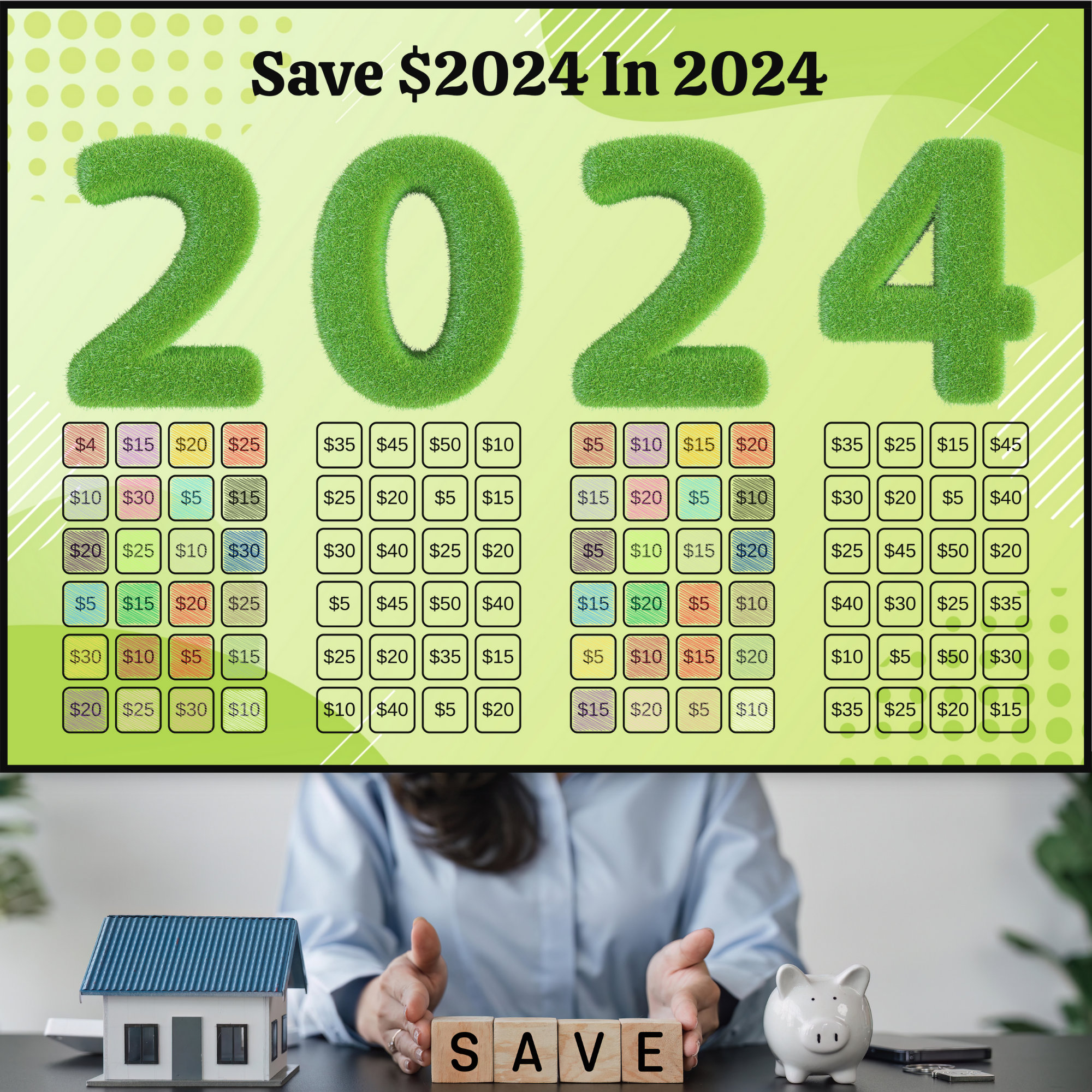 2024 Savings Challenge Printable, 2024 Money Saving Tracker , Mini Fits