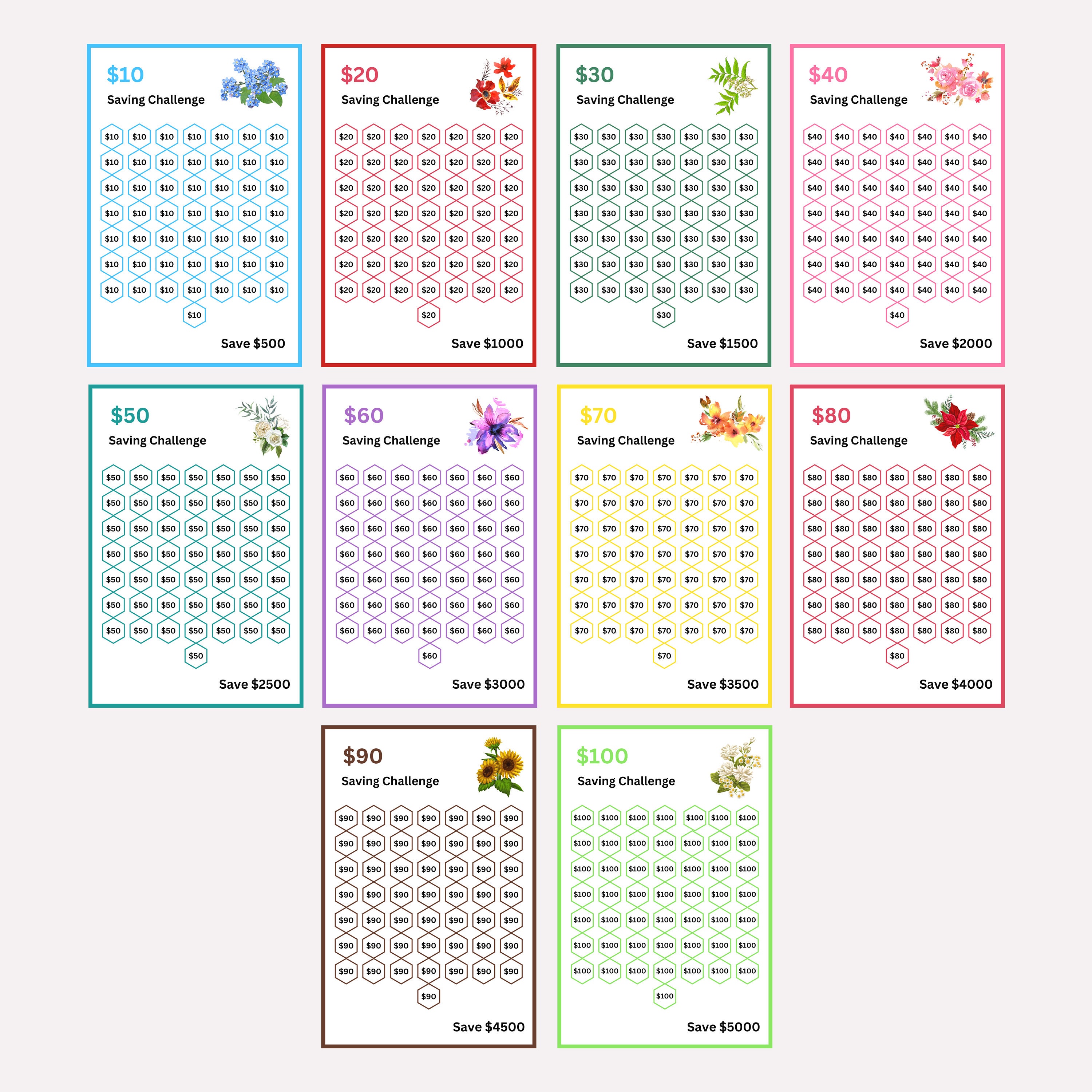 Savings Challenge Printable Binder, Money Savings Challenge, Mini ...