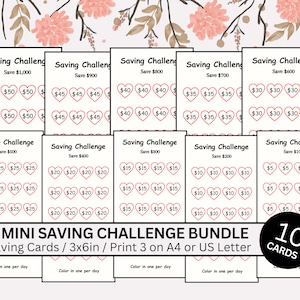 Savings Challenge Printable, Mini Savings Challenge Bundle, A6 Mini Savings Challenge Printable, Money Challenge Tracker