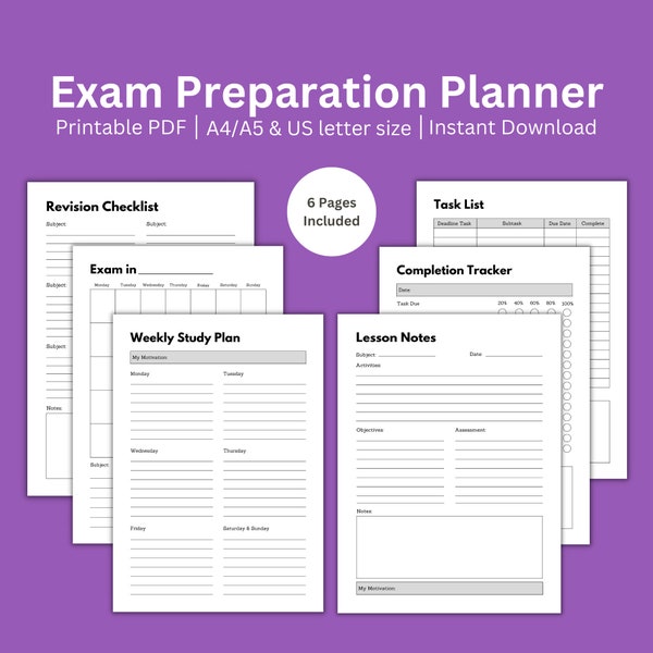 Printable Exam Planner - Etsy Australia