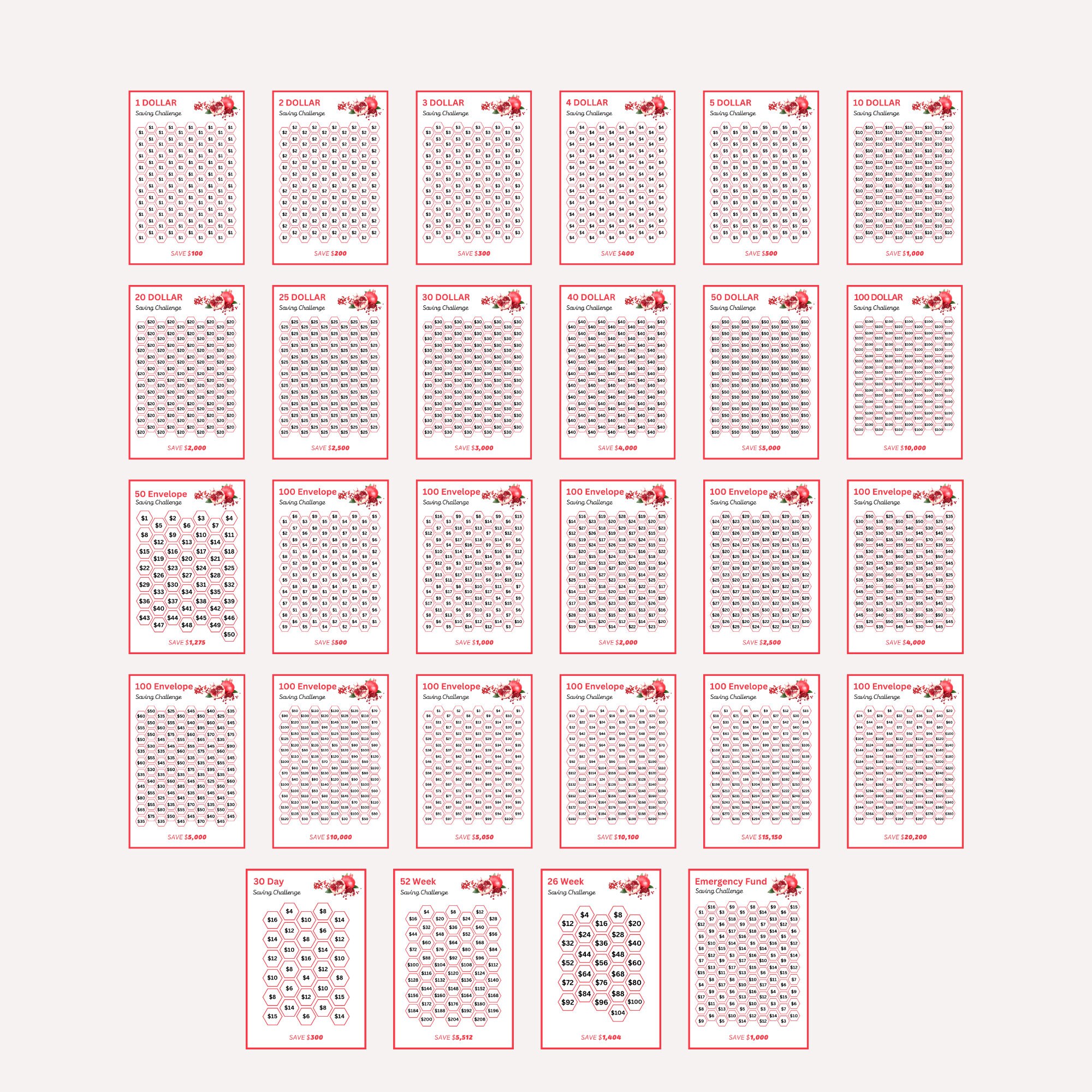 Ultimate Savings Challenge Printable Bundle, A6 Mini Floral Coloring ...