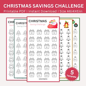 Mini A6 Christmas Savings Challenge Printable, Christmas Saving Challenges, Xmas Money Savings Tracker, Christmas Envelopes Budget Binder