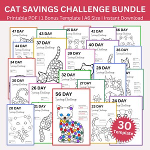 Ultimate Cat Coloring Savings Challenge Printable Bundle, Mini Cat A6 Size Saving Challenge, Kitty Cats Budget Tracker, Pet Care Savings
