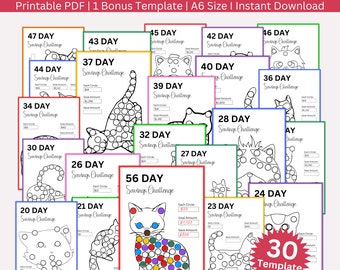 Ultimate Cat Coloring Savings Challenge Printable Bundle, Mini Cat A6 Size Saving Challenge, Kitty Cats Budget Tracker, Pet Care Savings