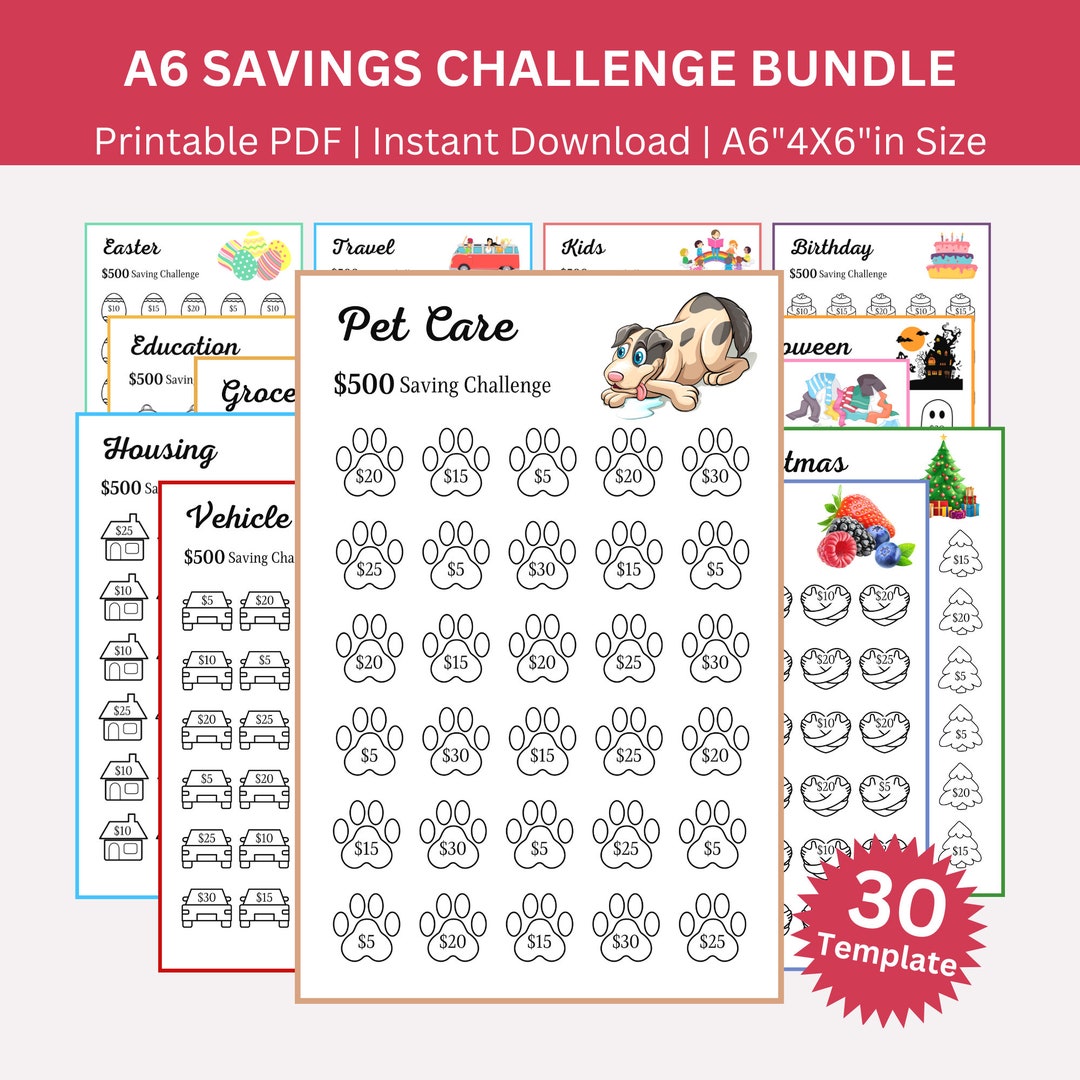 Mini Savings Challenge Printable Binder, Money Savings Challenge Bundle ...