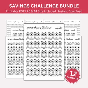 Envelope Saving Challenge Bundle, Printable Money Saving Planner, Budget Tracker, Financial Goals