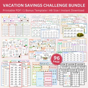 Ultimate Vacation Savings Challenge Printable Bundle, Mega Family Vacation Saving Printable, Envelope Challenge, Vacation Fund Saving Binder