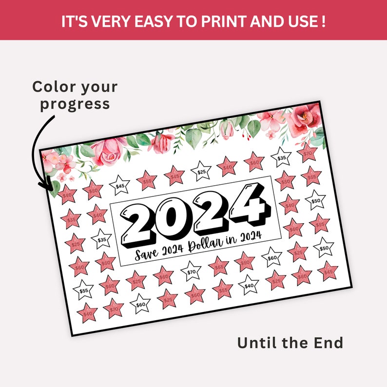 Buy 2024 Saving Challenge Printable 2024 Money Saving Tracker Online in