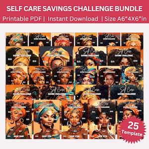 Beauty Self Care Savings Challenge Printable Bundle, Self Care Funds Tracker, Mini A6 Self Care Saving Challenges, Self Care Budget Binder