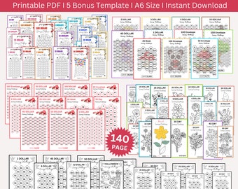 Ultimate Savings Challenge Printable Bundle, A6 Mini Floral Coloring Saving Challenge, Money Savings Tracker, Low Income Cash Budget Binder
