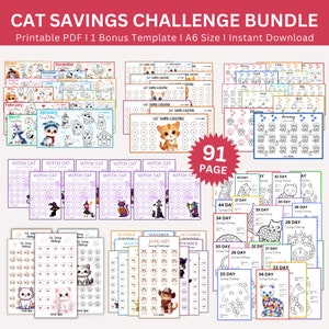 Cats Savings Challenge Printable Mega Bundle, Mini Cat A6 Size Saving Challenge Binder, Monthly Cats  Money Savings Tracker, Pet Care Saving