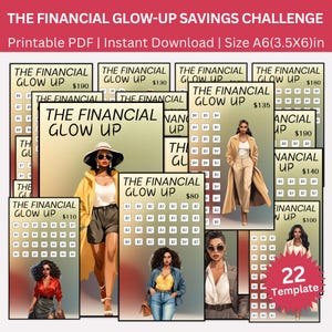 The Financial Glow Up Savings Challenge Printable Bundle, Cut Girl Low-Income Saving Envelopes Challenges, Self Care Budget Binder Planner