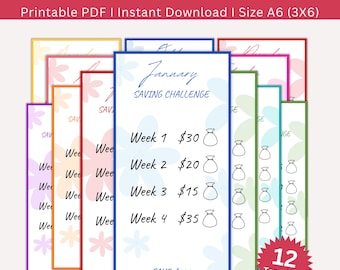 Minimalist Savings Challenge Printable, Low Income Saving Challenges, Monthly Saving Challenge Bundle, A6 Mini Money Savings Tracker