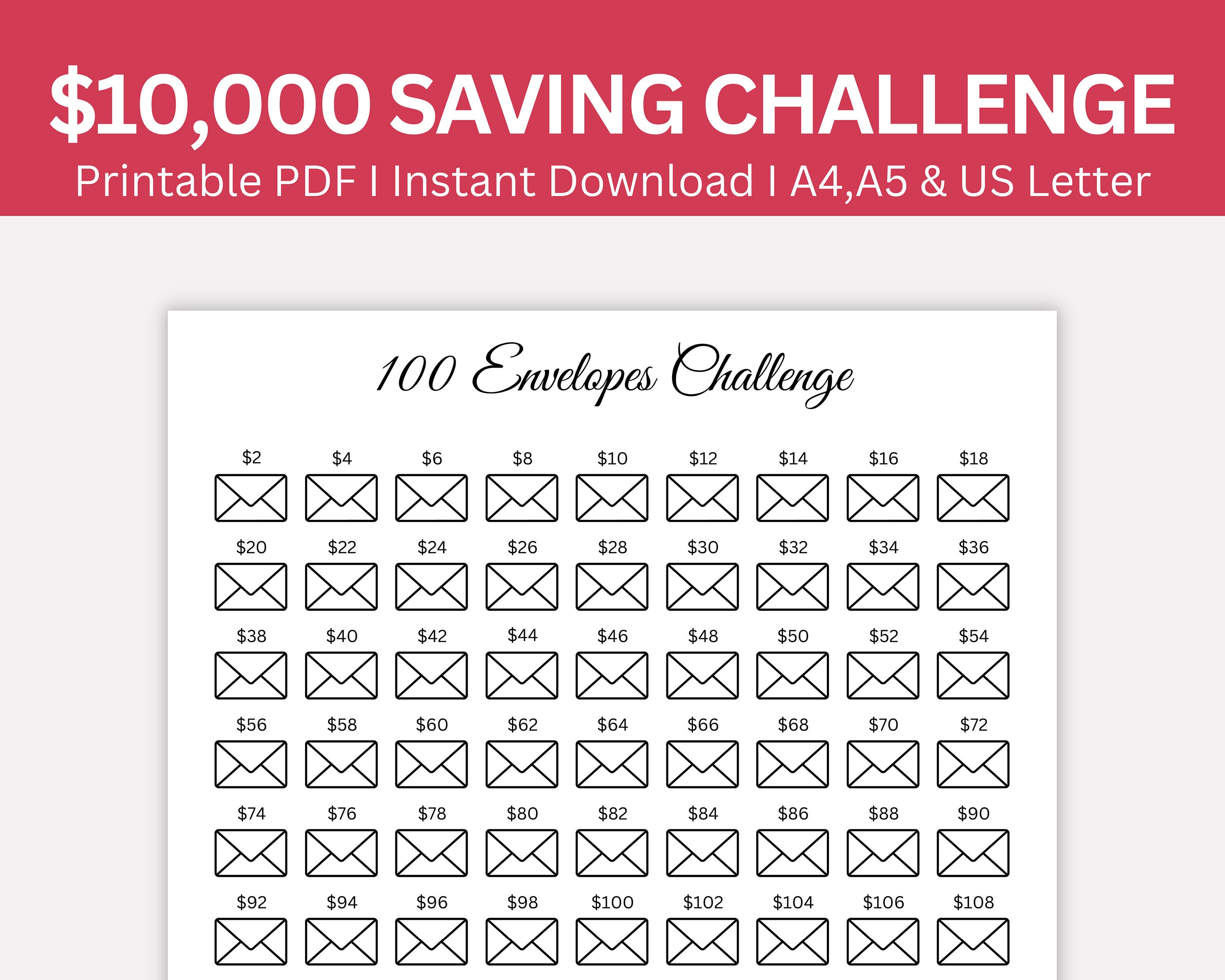 10000 Savings Challenge Printable, 10k Savings Challenge, 10,000 ...
