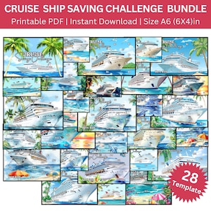 Cruise Ship Vacation Savings Challenge Printable, Travel Saving Envelope Challenges, Family Vacation Dream Cruise, A6 Vacation Budget Binder