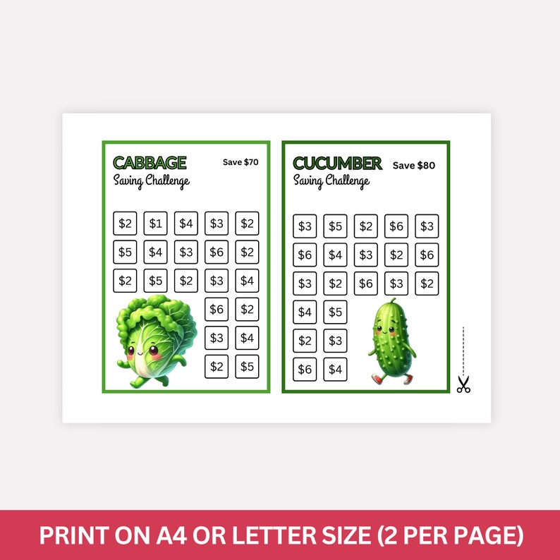 Vegetable Savings Challenge Printable, Mini A6 Vegetable Saving ...