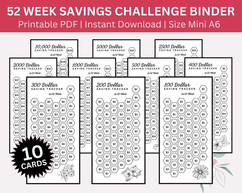 52 Week Savings Challenge Printable, 26 Week Saving Challenges Bundle ...