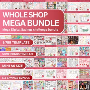 Whole Shop Mega Bundle, 9,789 Savings Challenge Templates, Budget Planner Printable, Money Tracker PDF, Cash Envelope A6 Binder Inserts