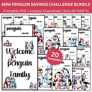 Penguins Family Savings Challenge Printable, Winter Themed Fun Penguin Saving Envelopes Challenges,  Money Tracker, Penguins Budget Binder