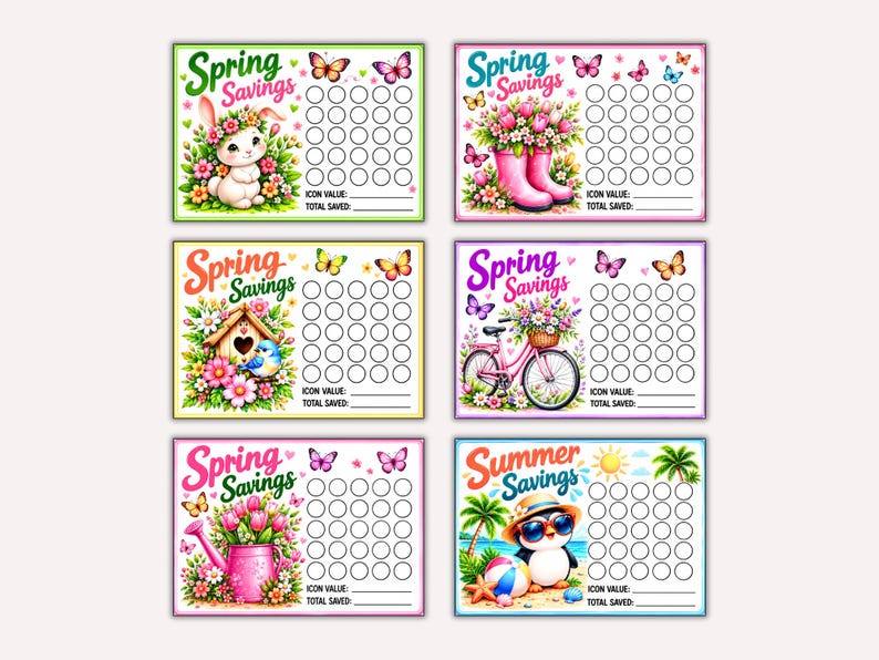 2027 Seasonal Savings Challenge Printable, 20 Spring Summer Fall Winter ...