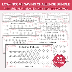Low Income Saving Challenge Printable, Mini A6 Saving Challenge, Money Savings Tracker Bundle, Budget Binder, Envelope Challenge