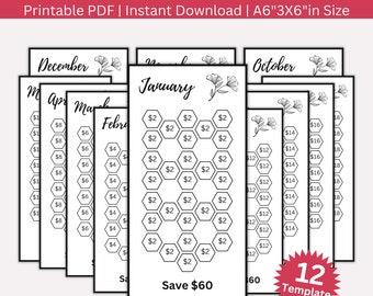 Monthly Low Income Saving Challenge Printable, Mini A6 Saving Challenge, Money Savings Tracker Bundle, Budget Binder, Envelope Challenge