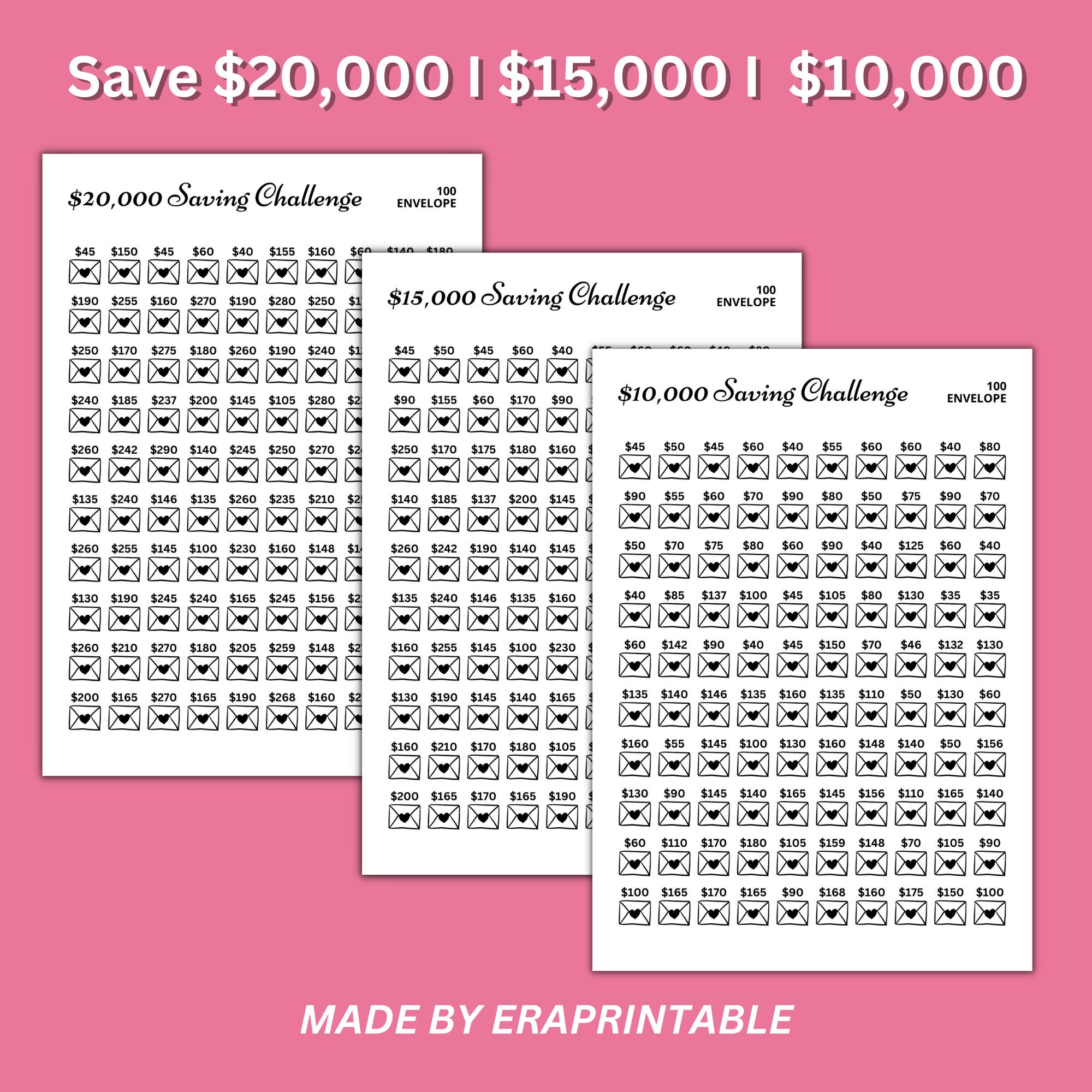 100 Envelope Box Saving Challenge Printable Binder Money - Etsy