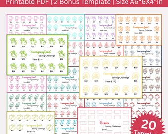 Emergency Fund Savings Challenge Printable Bundle, Emergency Funds Saving Envelopes Challenges,  Emergency Fund Money Tracker, Budget Binder